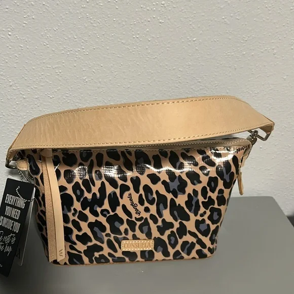 Consuela Tan and Black Leopard Shoulder Bag - Picture 2 of 7